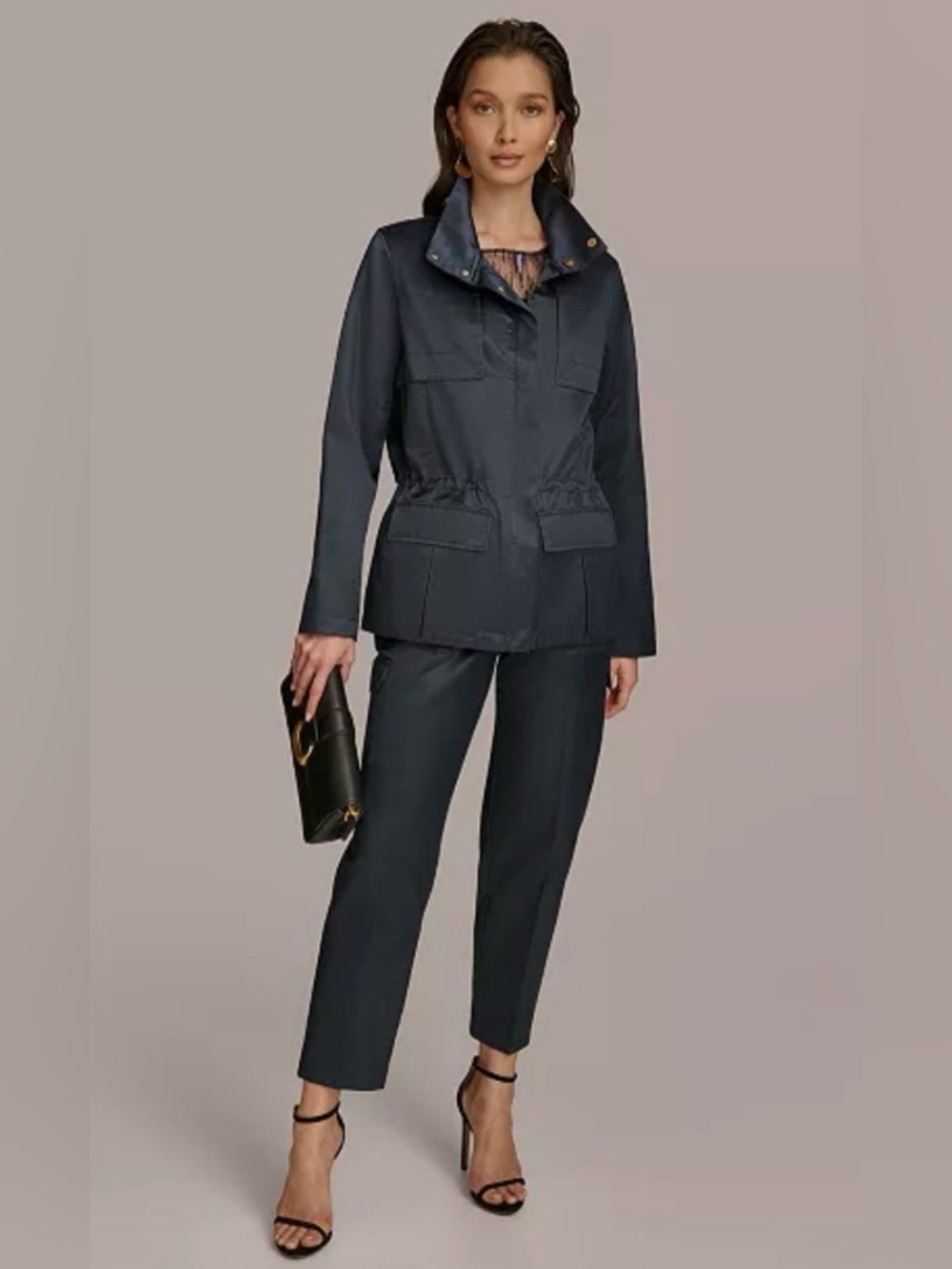 Donna Karan New York Women's Satin Dark Blue Cargo Pants✨$119 NWT Sz XL